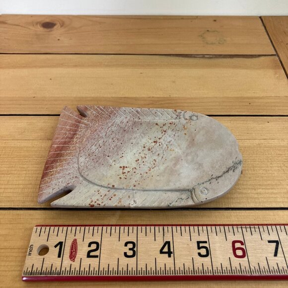 Fish Shape Carved Stone Soap Dish Trinket Tray Peach Pink - Picture 2 of 5